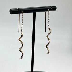 PC 14k Israel Yellow Gold Threader Corkscrew Spiral Threader Earrings 1.4 grams